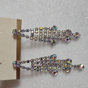 Y2K Silver Chandelier Rhinestones Earrings